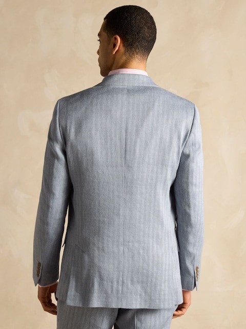 Joules Grey Linen Herringbone Slim Fit Suit Jacket