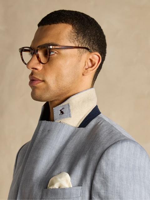 joules Grey Linen Herringbone Slim Fit Suit Jacket