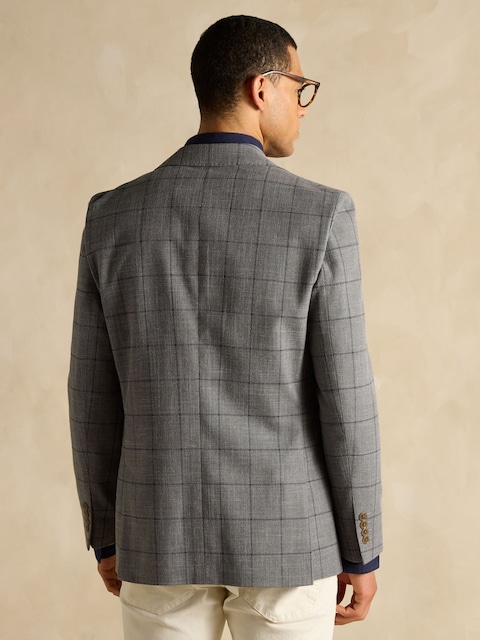 Joules Grey Slim Fit Check Blazer