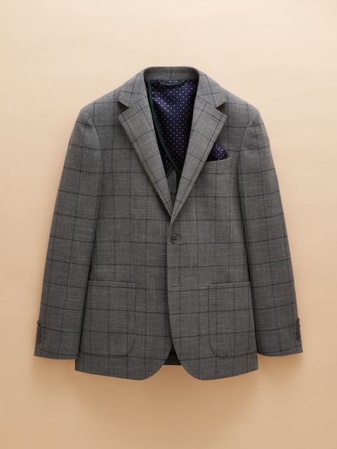 joules Grey Slim Fit Check Blazer