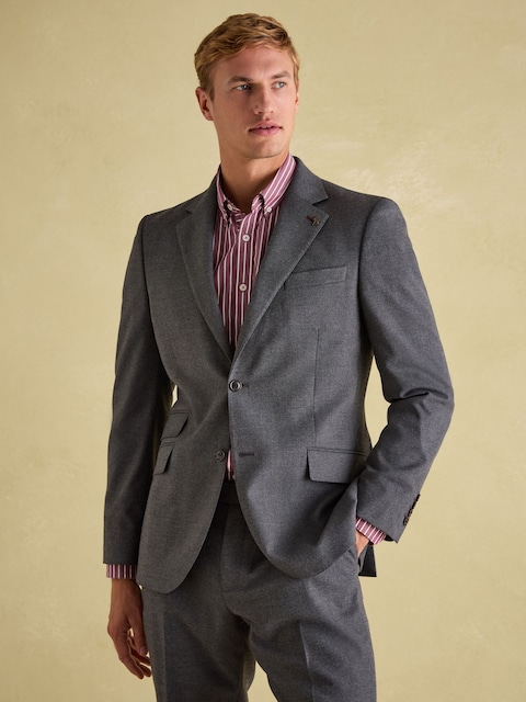 Joules Grey Slim Fit Flannel Suit Jacket