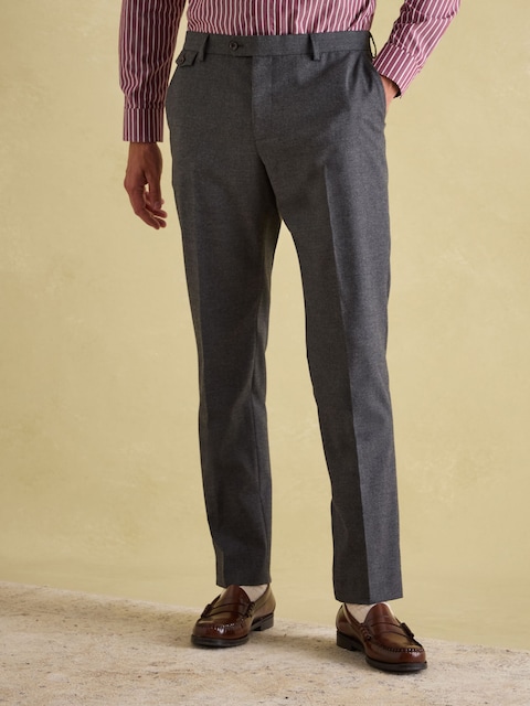 Joules Grey Slim Fit Flannel Suit Trousers