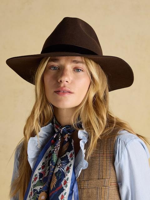 Joules Grove Chocolate Brown Wool Fedora