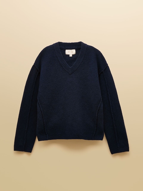 joules Hannah Navy V-Neck Relaxed Fit Jumper