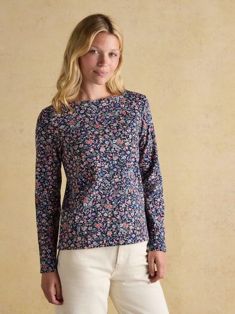 Joules Harbour Multi Boat Neck Printed Top