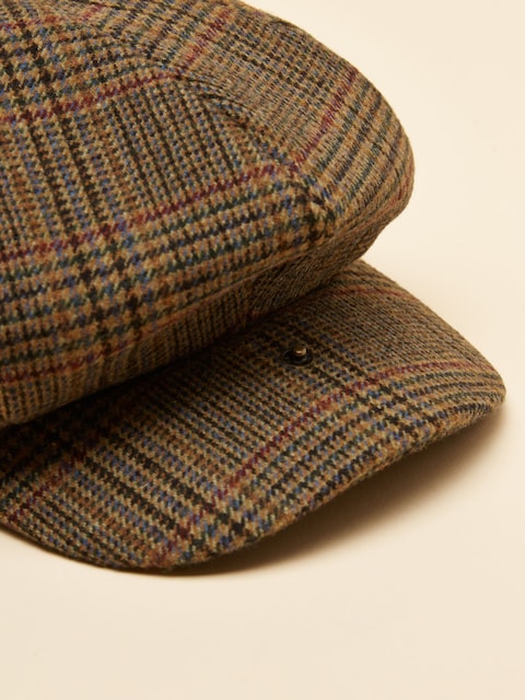 joules Harrogate Brown Check Baker Boy Hat