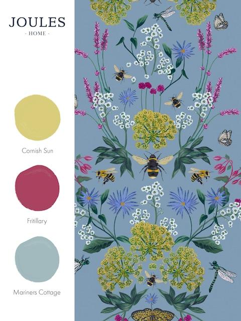 joules Haze Blue Perfect Pollinators 10M Wallpaper