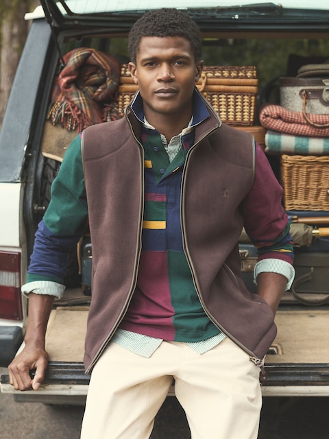 Joules Heritage Fleece Brown Gilet