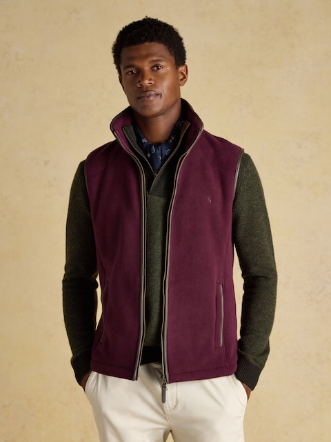 Joules Heritage Fleece Burgundy Gilet