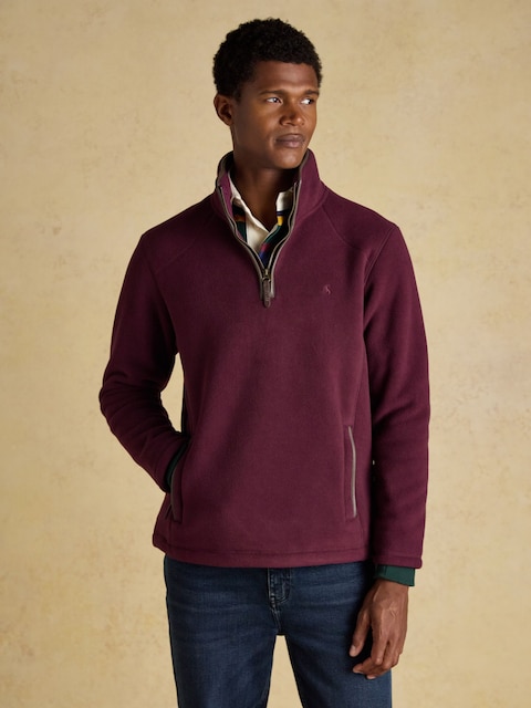 Joules Heritage Fleece Burgundy Quarter Zip