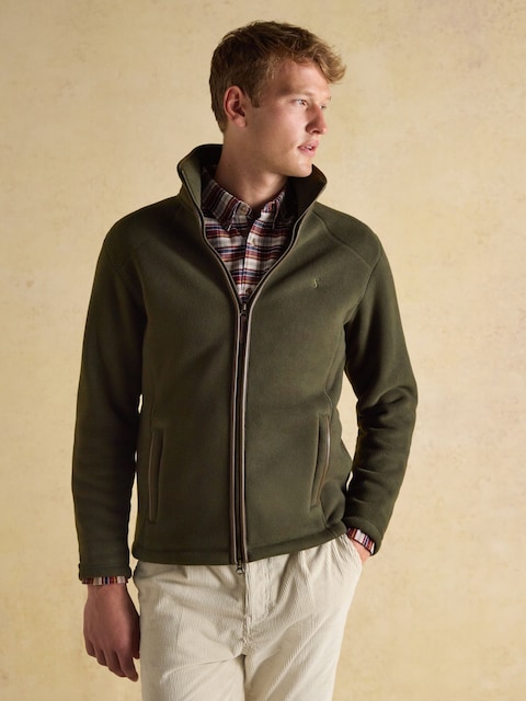 Joules Heritage Fleece Dark Green Zip Through
