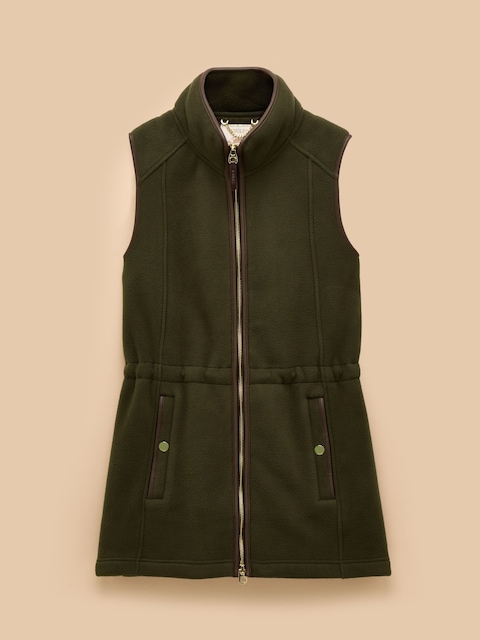 joules Heritage Green Longline Fleece Gilet