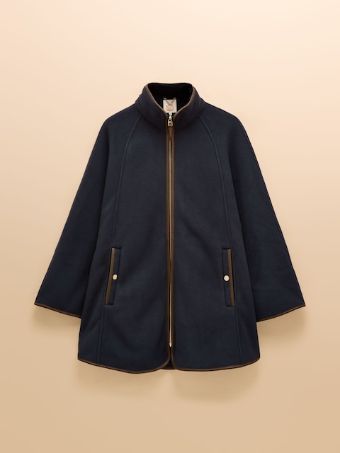 joules Heritage Navy Fleece Longline Cape