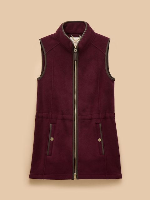 joules Heritage Red Longline Fleece Gilet