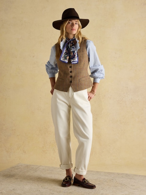 Joules Highgrove Navy Silk Printed Skinny Scarf