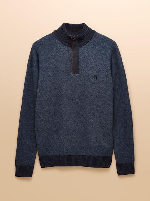 joules Highland Blue Button Quater Zip Jumper
