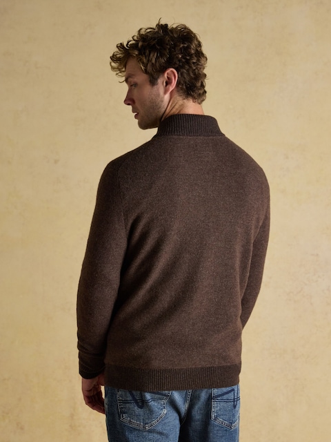 Joules Highland Brown Button Quarter Zip Jumper
