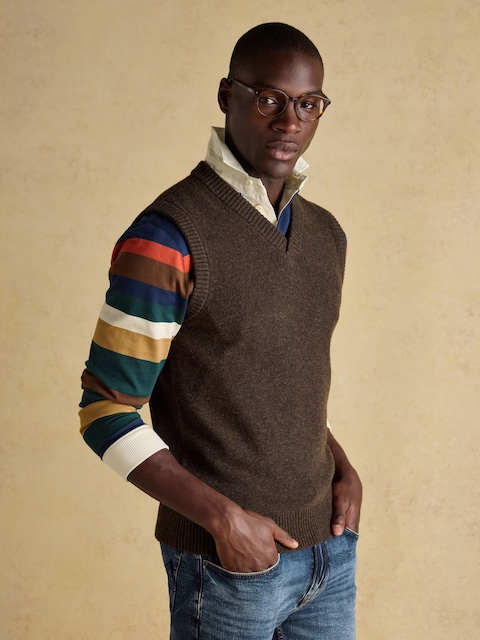 Joules Highland Brown Knitted Tank Top