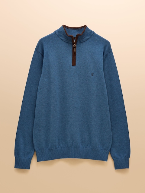joules Hillside Blue Quarter Zip Knitted Jumper