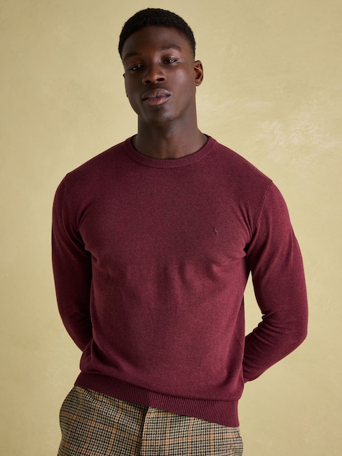 Joules Hillside Burgundy Crew Neck Knitted Jumper