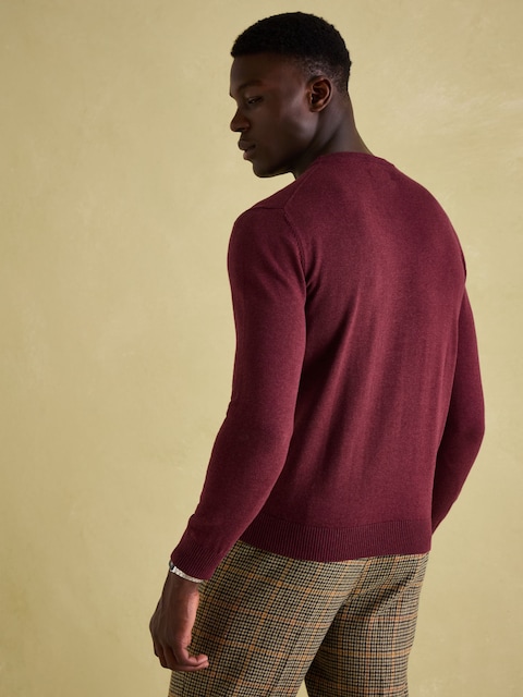 Joules Hillside Burgundy Crew Neck Knitted Jumper