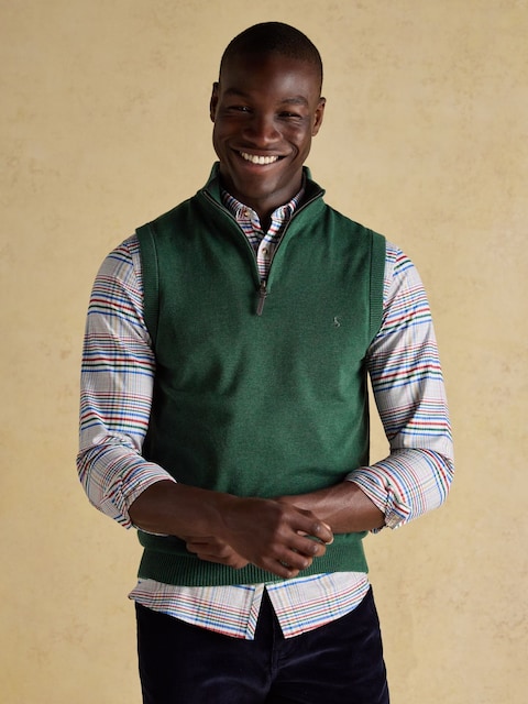 Joules Hillside Green Quarter Zip Knitted Tank Top