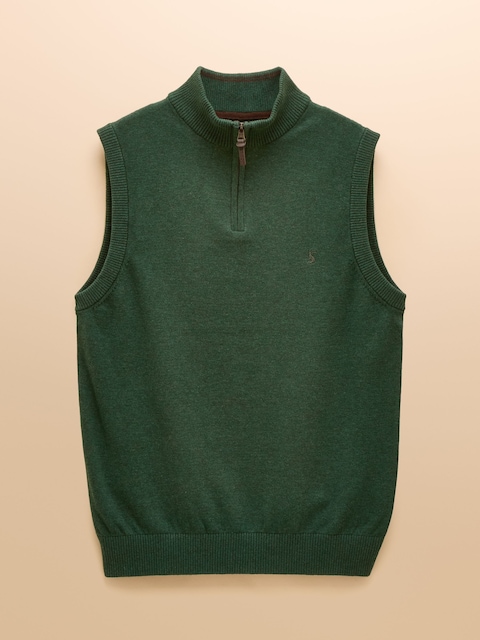 joules Hillside Green Quarter Zip Knitted Tank Top