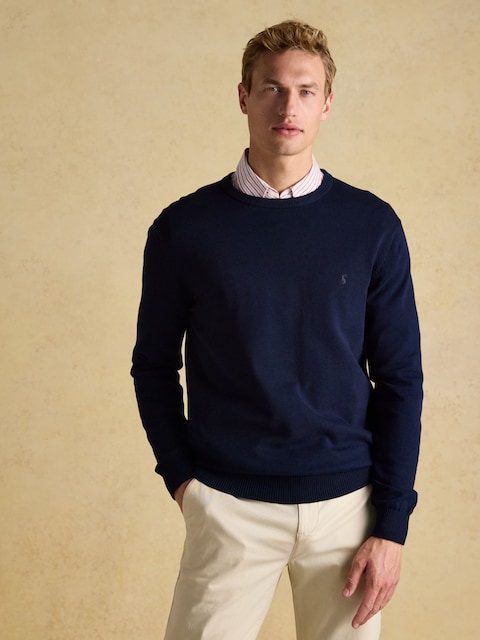 Joules Hillside Navy Blue Crew Neck Knitted Jumper
