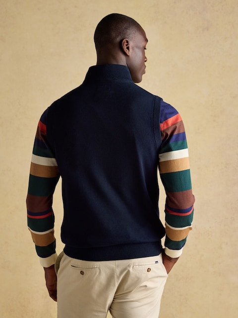 Joules Hillside Navy Quarter Zip Knitted Tank Top