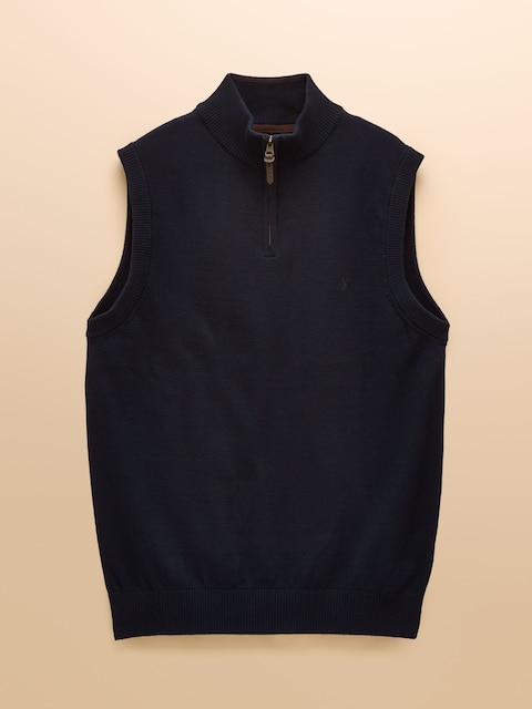joules Hillside Navy Quarter Zip Knitted Tank Top