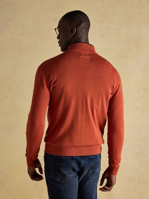 Joules Hillside Orange Quarter Zip Knitted Jumper