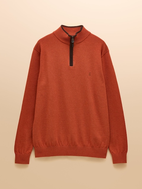 joules Hillside Orange Quarter Zip Knitted Jumper