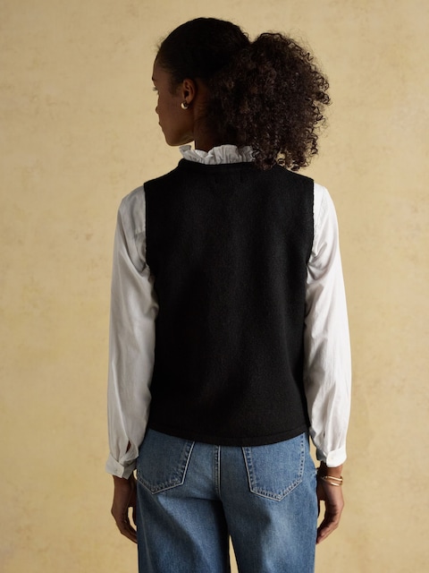 Joules Holly Black Button Through Knitted Vest