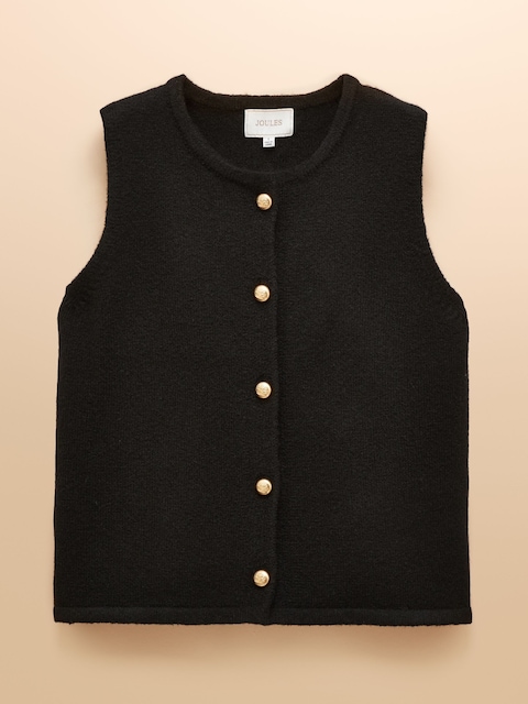joules Holly Black Button Through Knitted Vest