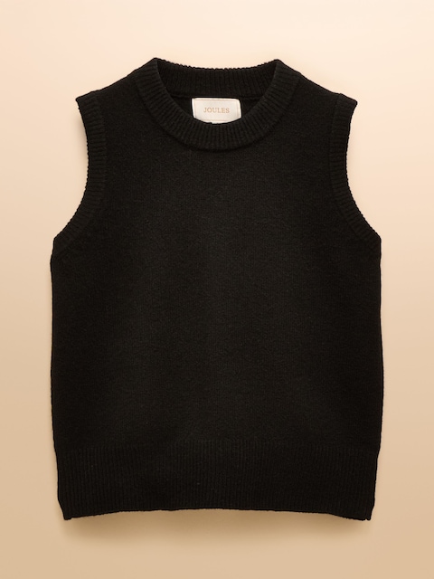 joules Holly Black Knitted Crew Neck Vest