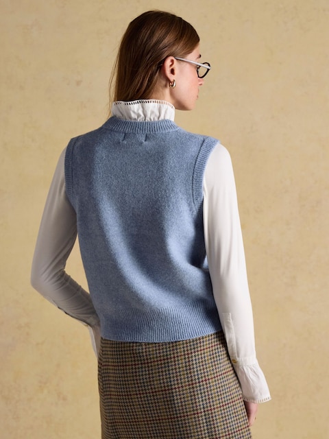 Joules Holly Blue Knitted Crew Neck Vest
