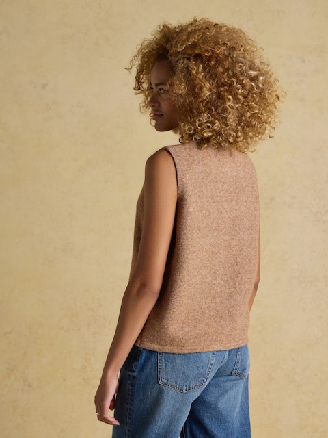 Joules Holly Camel Button Through Knitted Vest