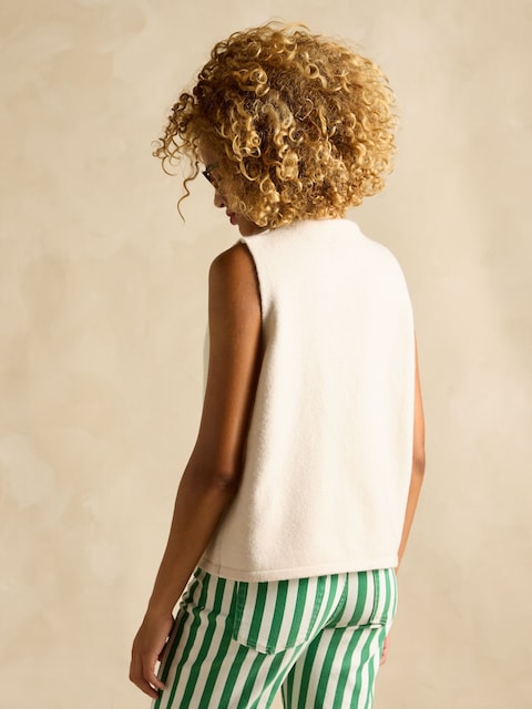 Joules Holly Cream Button Through Knitted Vest