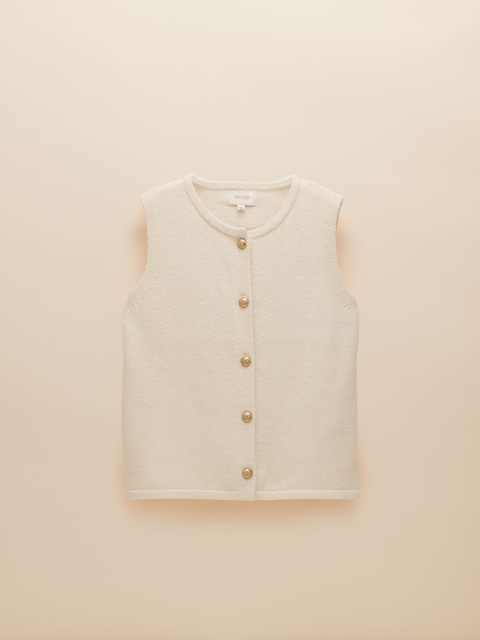 joules Holly Cream Button Through Knitted Vest