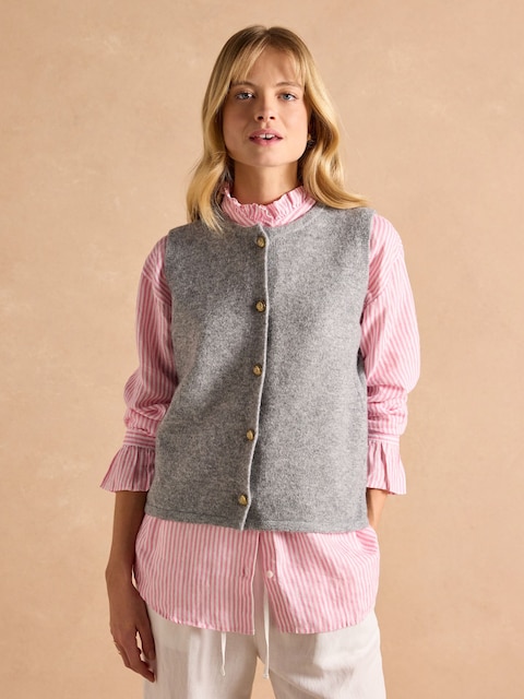 Joules Holly Grey Button Through Knitted Vest