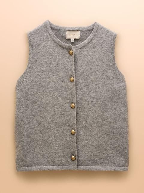 joules Holly Grey Button Through Knitted Vest