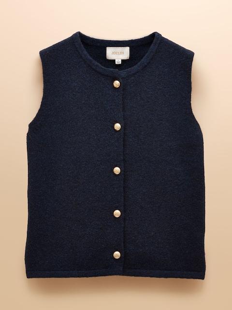 joules Holly Navy Button Through Knitted Vest