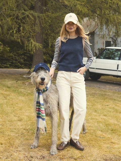Joules Holly Navy/Camel Knitted Crew Neck Vest