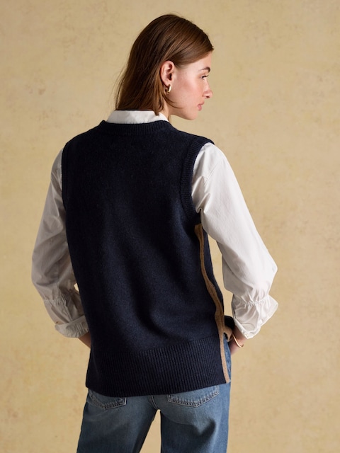 Joules Holly Navy V-Neck Longline Knitted Vest
