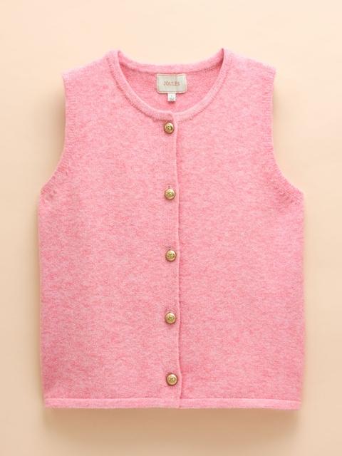 joules Holly Pink Button Through Knitted Vest