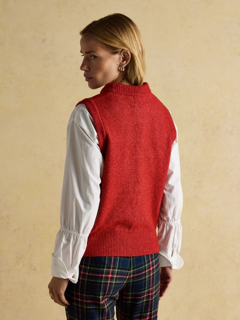 Joules Holly Red Knitted Crew Neck Vest