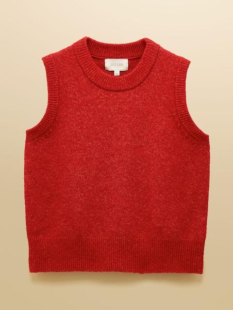 joules Holly Red Knitted Crew Neck Vest