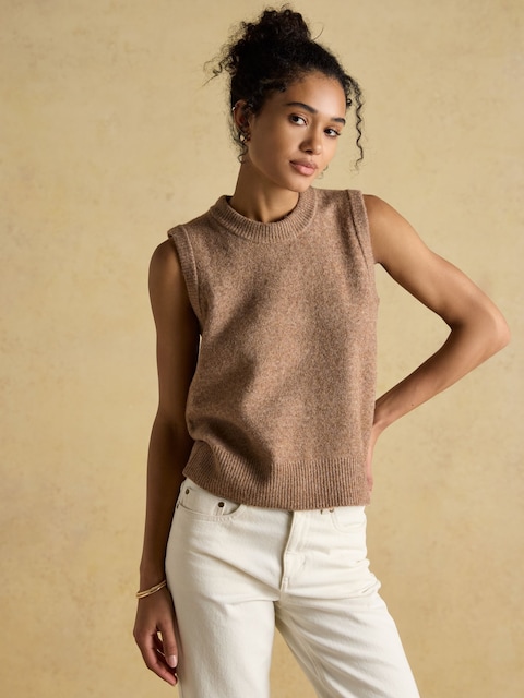 Joules Holly Tan Knitted Crew Neck Vest