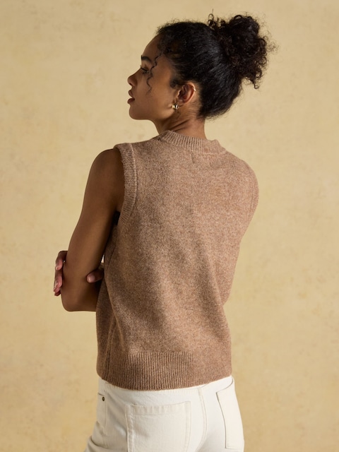 Joules Holly Tan Knitted Crew Neck Vest