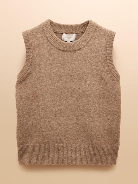 joules Holly Tan Knitted Crew Neck Vest